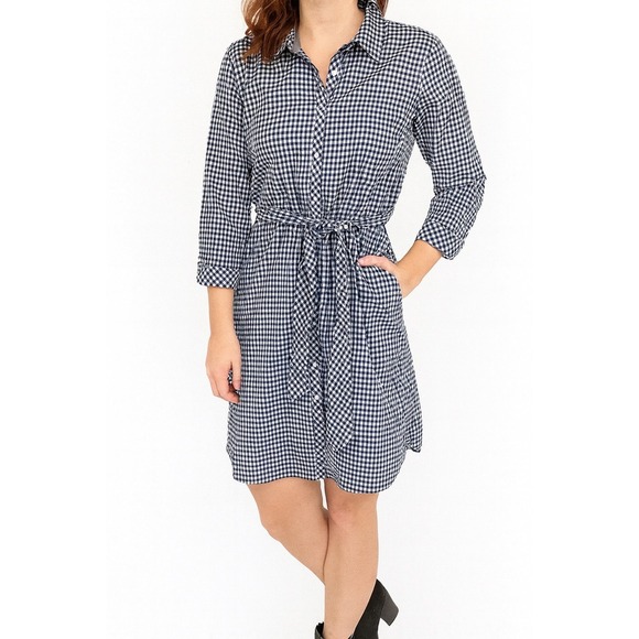 Tommy Hilfiger Gingham Shirt Dress Belted Casual‎ Career Size 4 - Picture 1 of 7
